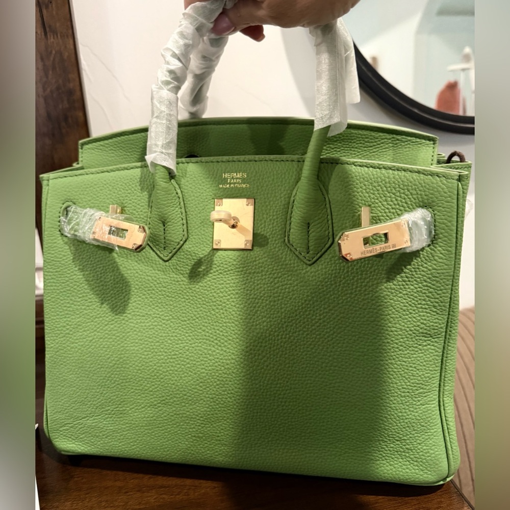 Leather top handle tote